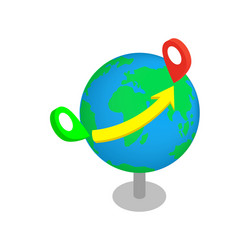 flight around the world 3d isometric icon vector