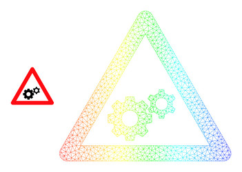 rainbow network gradient gears warning icon vector image