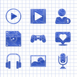 Set gamepad picture landscape microphone like vector