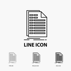 bill excel file invoice statement icon in thin vector image