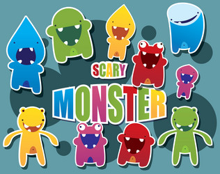 cute colorful monsters vector