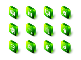 set fingerprint with lock face recognition palm vector image