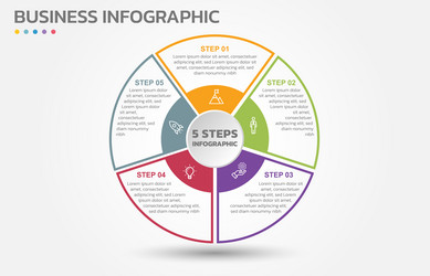 visual data presentation cycle diagram with 5 vector image