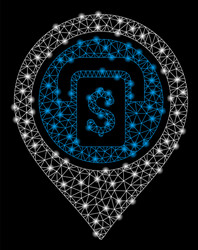 bright mesh wire frame atm map marker with light vector image