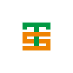 letter ts simple linked geometric line colorful vector image