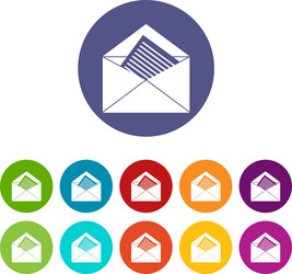 open envelope with sheet of paper set icons vector image