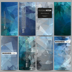 Set of flyers abstract blue polygonal background vector