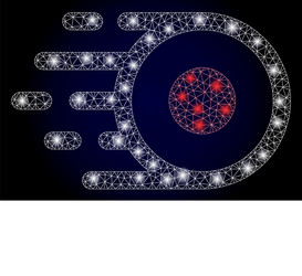 Bright web net core flight with light spots vector