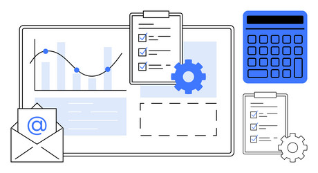 data analysis with clipboard tasks bar graph vector image