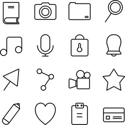 Microphone and user interface icon set line style vector