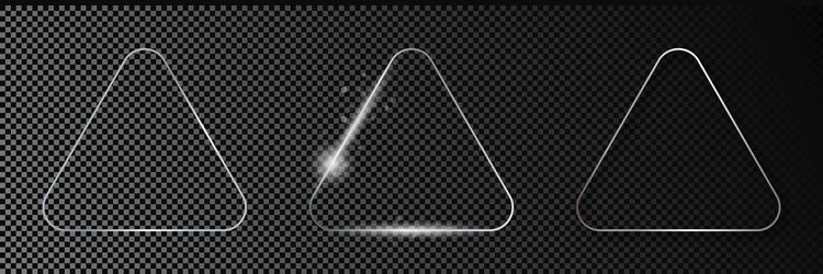 Silver glowing rounded triangle frame vector