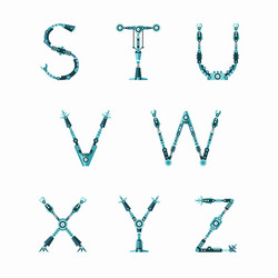 Technical robot font letters from s to z vector