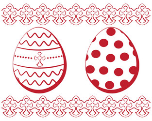 Easter set eggs with a pattern and border vector