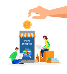 Online store customers flat vector