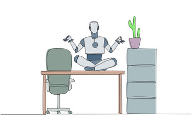 single continuous line drawing smart robot vector image