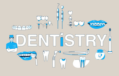Dentistry flat icons infographics Royalty Free Vector Image
