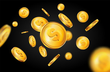 flying golden coins background vector