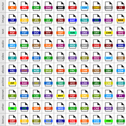 Set file types icons in flat style vector