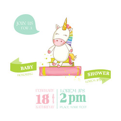 Baby shower or arrival card - unicorn girl vector