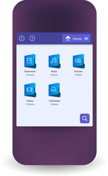 data manager app interface with folder icons vector image