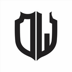 Dw logo monogram with emblem shield shape design Vector Image
