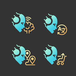 machine learning usage gradient glyph icons set vector image