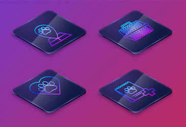set isometric line map pointer with veterinary vector image