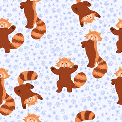 Winter red pandas seamless pattern graphics vector