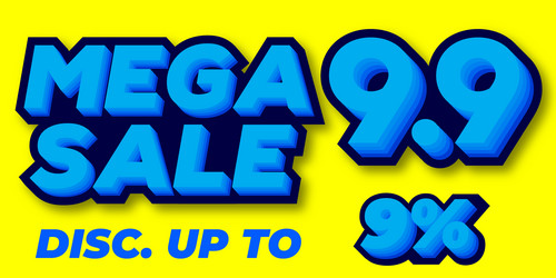 9 percent mega sale 99 celebration discount 3d vector