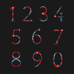 set of numbers for robot font vector image