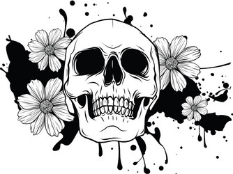 Floral Skull Wreath - Los Muertos Vector Image