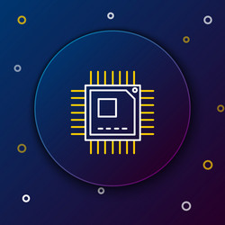 line computer processor with microcircuits cpu vector image