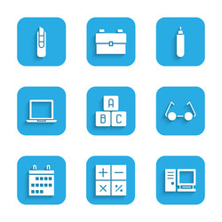 set abc blocks calculator computer monitor vector image
