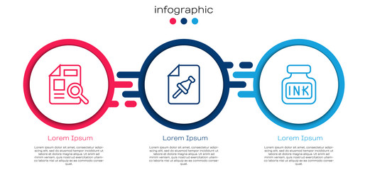 Set line document with graph chart note paper vector