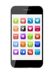 Abstract design mobile phone with glass button vector
