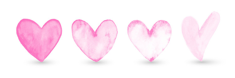 Watercolor Pink Heart Set Vector Image