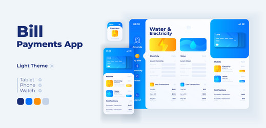 Utility taxes payment app screen adaptive design vector