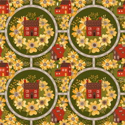 Fairytale town seamless pattern with small houses vector