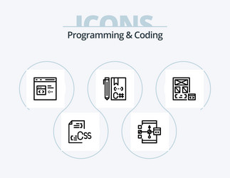programming and coding line icon pack 5 vector image