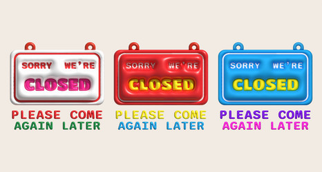 3d sorry we are closed sign icon shop e-commerce vector