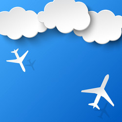 abstract background with two airplanes and clouds vector