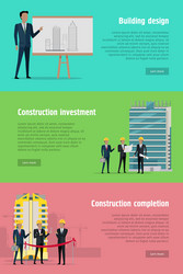 Building design construction investment completion vector