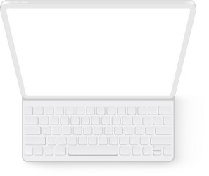 Clay tablet computer with keyboard mockup top view vector