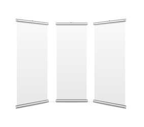 realistic detailed 3d white blank stand set vector