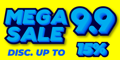 15 percent mega sale 99 celebration discount 3d vector