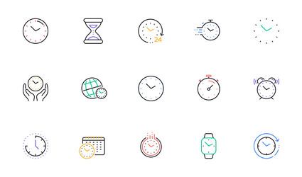 time and clock line icons timer alarm vector image
