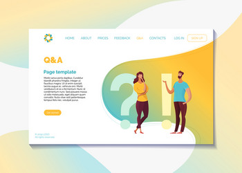 Corporate website qa page flat template vector