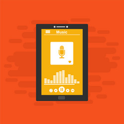 media player application app template with flat vector image