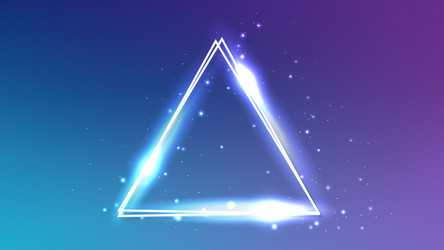 neon double triangular frame with shining effects vector image