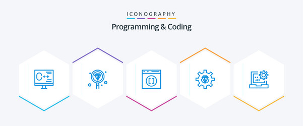 programming and coding 25 blue icon pack vector image
